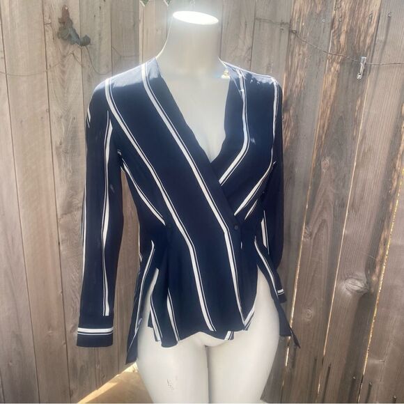 rag & bone Debbie Stripe Silk Blouse size XXS - Picture 7 of 12